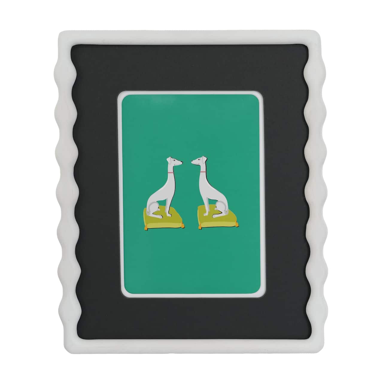 Jonathan Adler x Michaels 5" x 7" Black & White Greyhound Dog Pair Wood Tabletop Frame